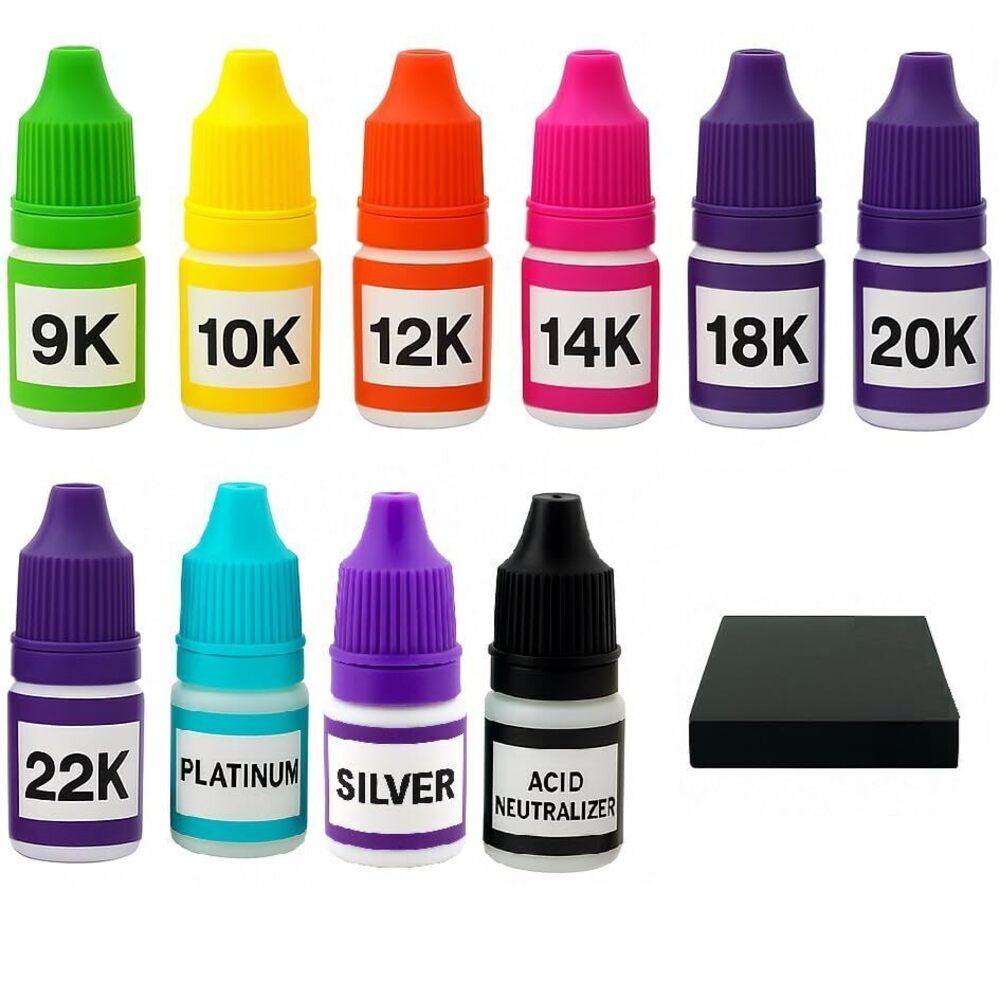 3213 Gold, Silver & Platinum Testing Kit 9K 10k 12K 14K 18K 20k 22K .999